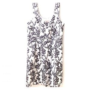 LOFT White Dress with Black Floral Print